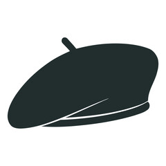 Black Beret Cap Vector Icon, French Hat Design Vector illustration 

