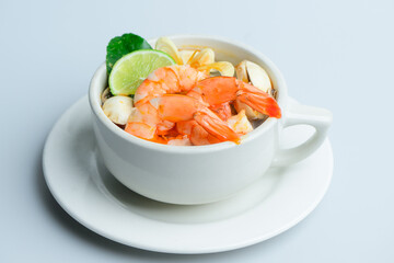 Traditional Thai Tom Yum Soup with Shrimp and Herbs