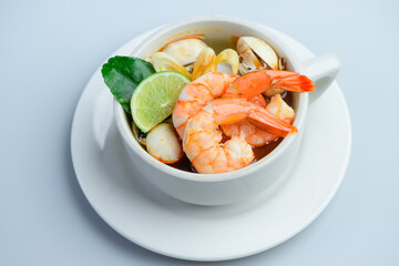 Traditional Thai Tom Yum Soup with Shrimp and Herbs