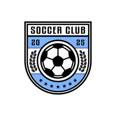 football logo badge with a soccer ball illustration. sport team logo vector template.