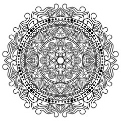 Mandala coloring book for adult ,black and white, vector illustration,outline, Intricate Mandala Design with Geometric Floral Elements, Abstract,background