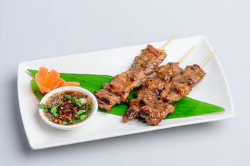 Grilled Thai BBQ Pork Skewers (Moo Ping) with Dipping Sauce