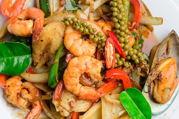 Thai Stir-Fried Spicy Seafood (Pad Cha Talay)