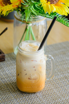Thai Iced Tea, Coffee, and Green Tea in Mason Jars