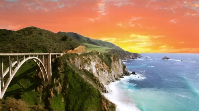 Bixby Creek Bridge in Monterey, California, America