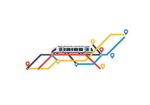 Modern Train Transportation System Route Map Design Illustration
