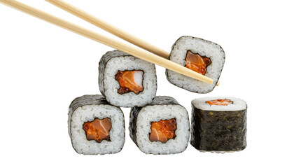 Isolated Sushi Rolls with Chopsticks © Lena