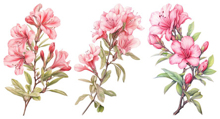 PNG Delicate pink floral illustration, element set on transparent background