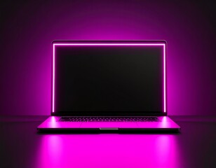 Modern laptop with vibrant neon lighting.