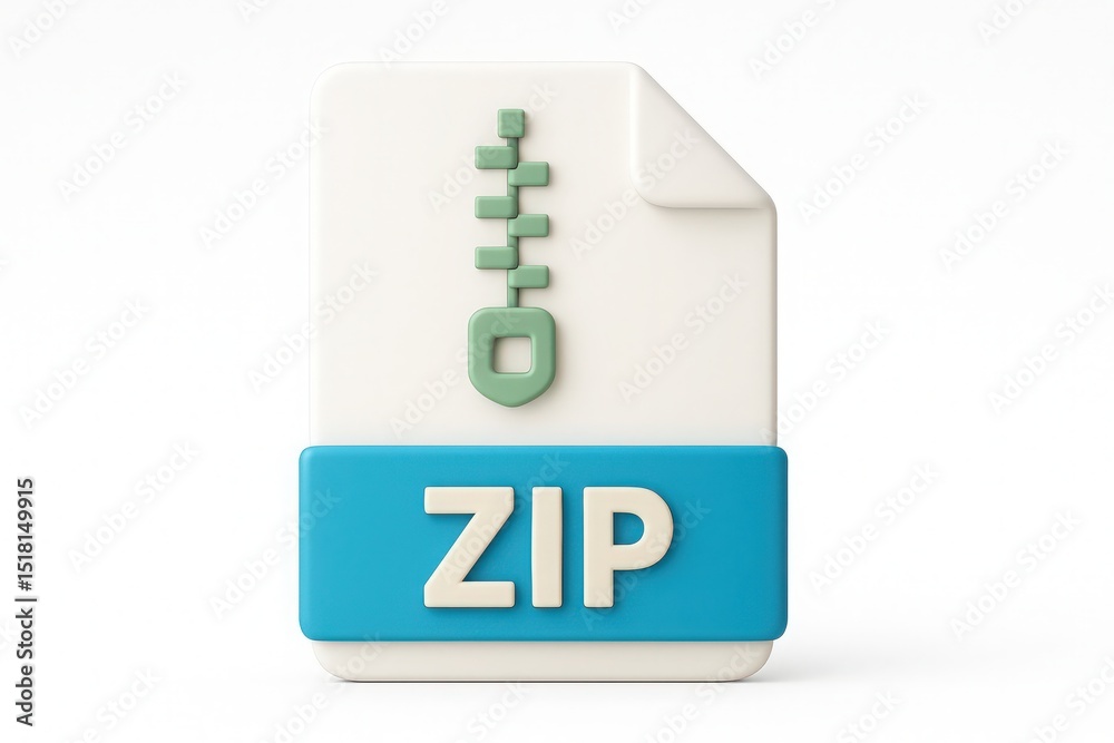 Fototapete 3d render of a zip file icon depicting data compression and file archiving for digital storage solut