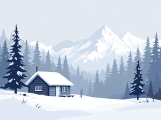 Fototapeta premium winter landscape in the mountains with house