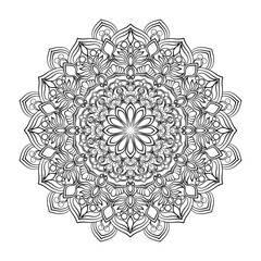 Mandala coloring book for adult ,black and white, vector illustration,outline, Intricate Mandala Design with Geometric Floral Elements, Abstract,background