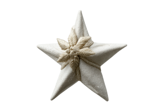 PNG White fabric star with rope detailing on black background