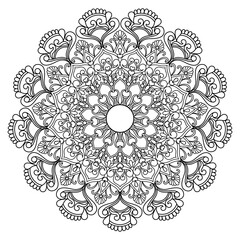Mandala coloring book for adult ,black and white, vector illustration,outline,Mandala Art with Delicate Curves and Floral Themes