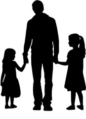 silhouette of father and son