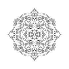 Mandala coloring book for adult ,black and white, vector illustration,outline,background,ethnic,fabric, Tattoo,Floral