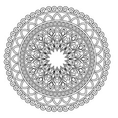 Mandala coloring book for adult ,black and white, vector illustration,outline,Mandala Art with Delicate Curves and Floral Themes