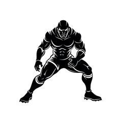 Fantasy Football Player Silhouette Set Game Action Clipart