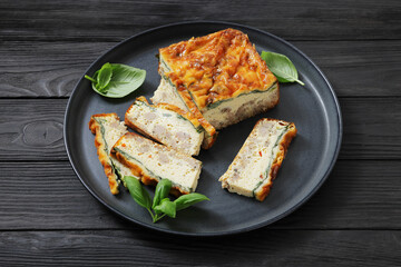 Sausage Cheesy Egg breakfast casserole, top view