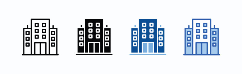 Office Building Icon Sheet Multiple Style Collection Isolated Vector
