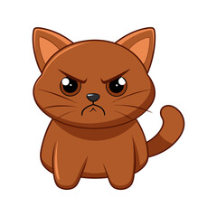 Fototapeta premium Grumpy Brown Cat Cartoon Illustration