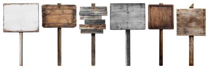 PNG Rustic wooden sign collection, element set on transparent background