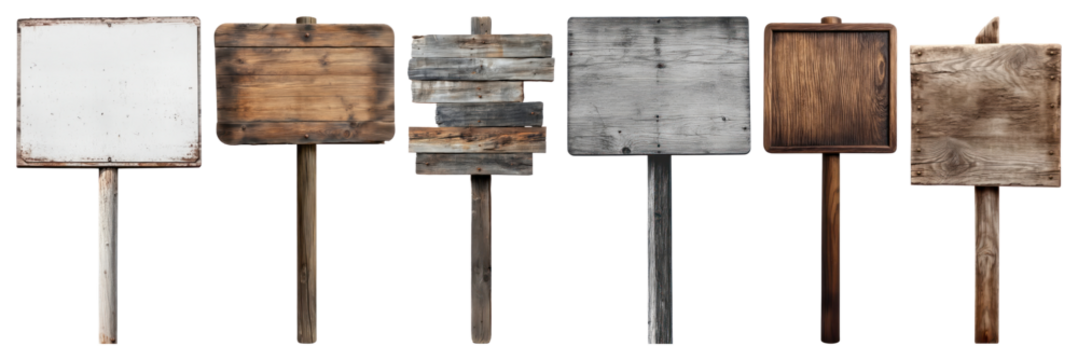 PNG Rustic wooden sign collection, element set on transparent background - Powered by Adobe
