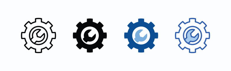 Settings Icon Sheet Multiple Style Collection Isolated Vector