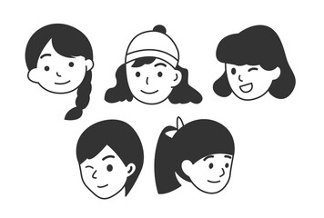set of children faces