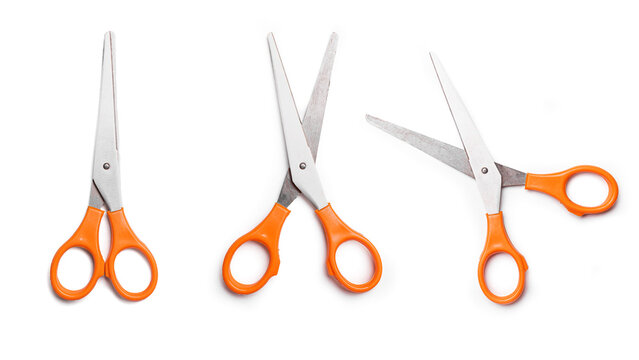 Orange multipurpose scissors set isolated