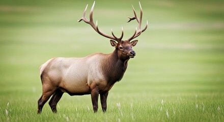Obraz premium View Bull Elk Cervus Canadensis Standing Grass Majestic Wildlife North America