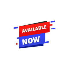 Available Now Red Blue Modern Announcement Banner Design