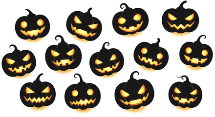 Spooky Carved Pumpkins with Glowing Faces for Halloween Decorations