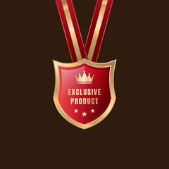 Exclusive Product Label, gold and red color with elegant design