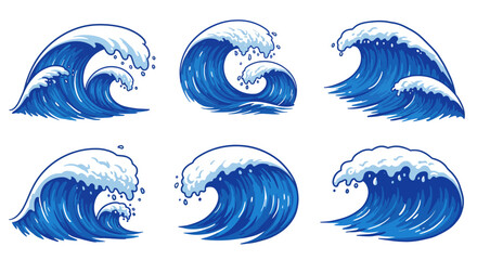 Fototapeta premium Collection of Stylized Ocean Waves