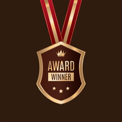 Award Winner Creative Badge Idea Stylist and elegant golden shield design