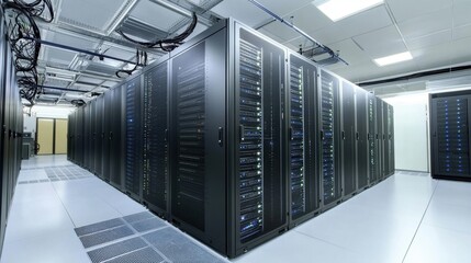 Modern Data Center Server Room Infrastructure.