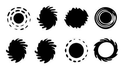 set of brush strokes vector silhouette