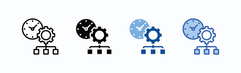 Time Management Icon Sheet Multiple Style Collection Isolated Vector