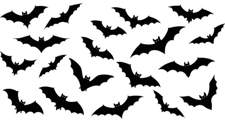 Silhouetted Bats in Flight a Spooky Halloween Decoration
