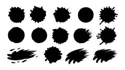 set of brush strokes vector silhouette