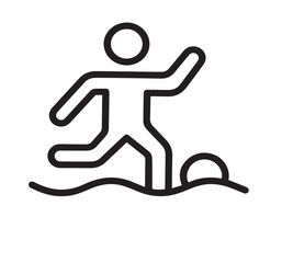 Minimalist Icon of Person Playing Beach Soccer in Line Art Style