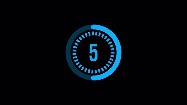 10 seconds circle countdown timer animation from 10 to 0 seconds on transparent background with alpha channel, countdown video