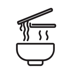 Minimalist Ramen Noodle Bowl Icon with Chopsticks and Steam