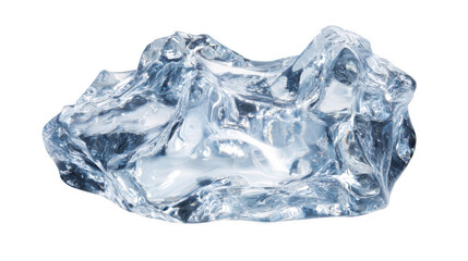 Obraz premium Crystal clear ice fragment reflects soft light, showcasing its intricate textures and transparent qualities against a transparent background, perfect for adding a touch of coolness to any design