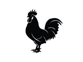 rooster silhouette isolated with white background 