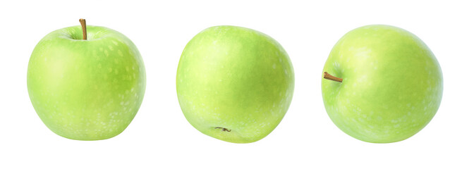 Set of green apples isolated on white