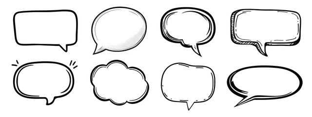 PNG Hand-drawn speech bubble collection, element set on transparent background