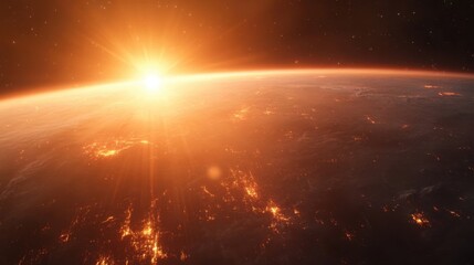 Earths sunrise a fiery spectacle.