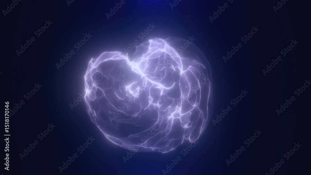 Wall mural abstract blue fluid-like shape with a glowing effect on a dark background